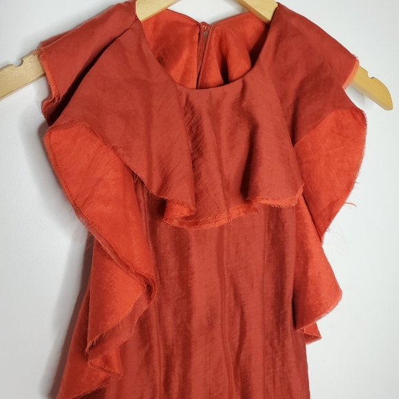 H&M CONCIOUS EXCLUSIVE rust mini dress w/ pockets - Picture 9 of 10